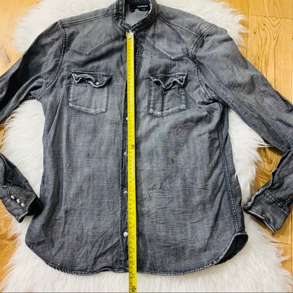 Kooples washed effect denim button shirt distress - Picture 3 of 12